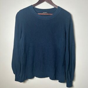 525 America Women Navy Blue Ribbed Crew Neck Long Sleeve Sweater Size‎ Medium